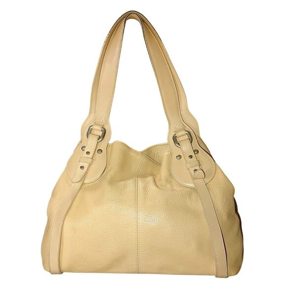 Furla Beige Soft Leather Tote Shoulder Bag Handbag Italy Dual Handles Spacious - Picture 1 of 11